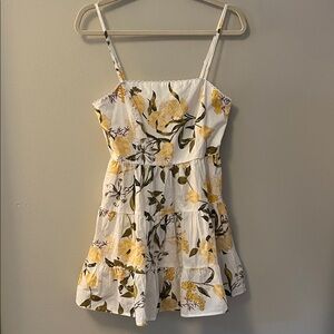 BB Dakota Lush Life White Mini Dress with Yellow Floral Print